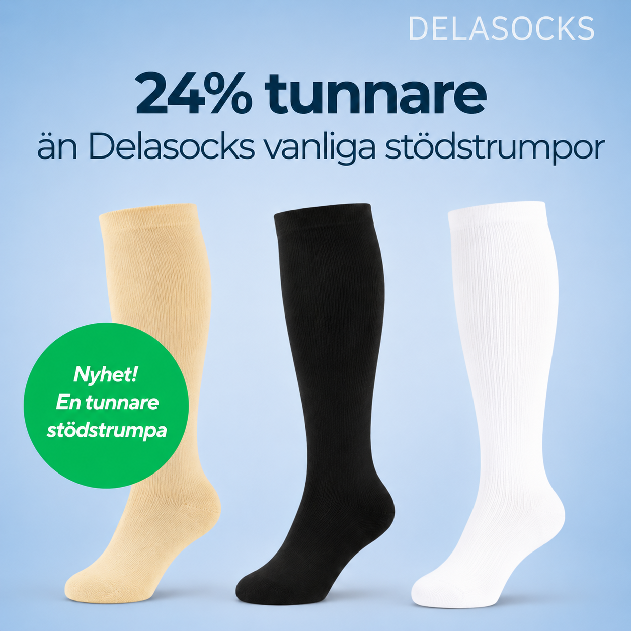 Delasocks tunn stödstrumpa