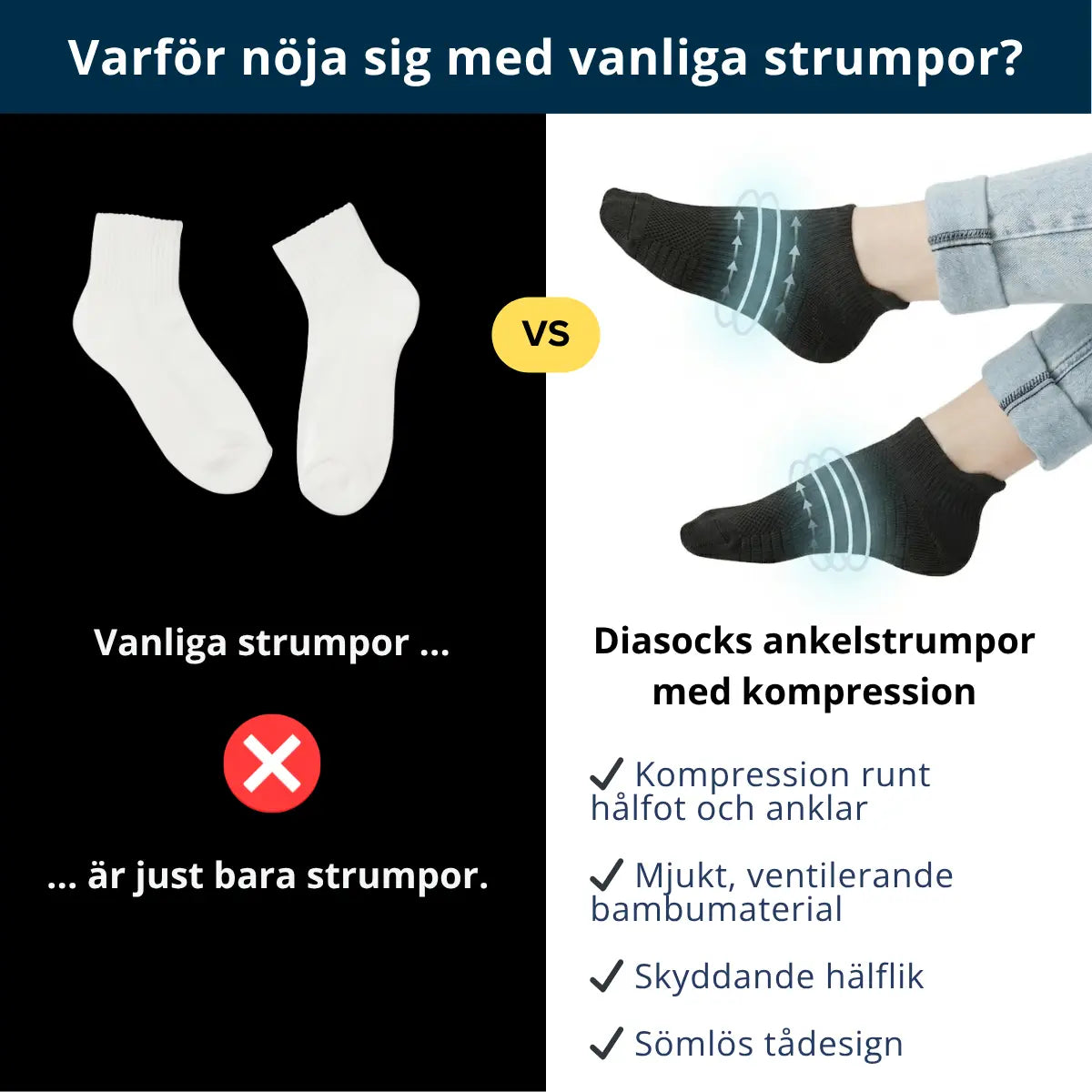 Ankelstrumpor i bambu med mild kompression