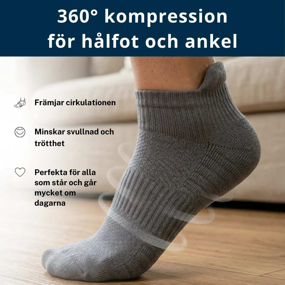 Ankelstrumpor i bambu med mild kompression